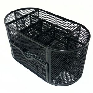 9 Compartment Black Desk Organizer